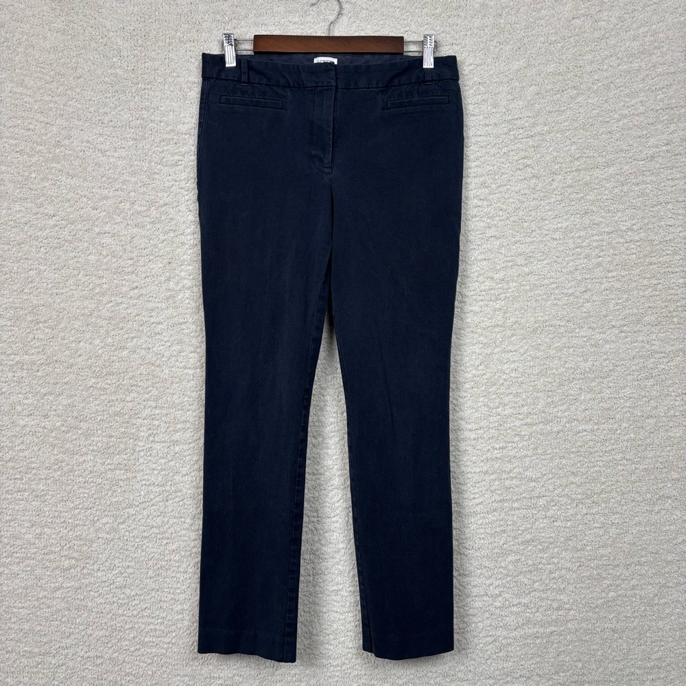 J. Crew Factory Pants Womens 8R Blue Faded Flat Front Girlfriend Chino Slim Fit